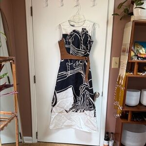 Horse Print Dress with Suede Accent